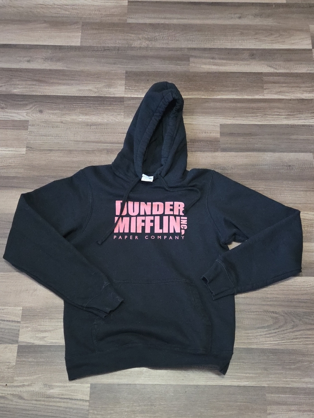 The Office Pink Dunder Mifflin Logo Pullover Hoodie Size Small